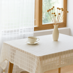 6 seaters 135cm x 180cm White Table Cloth Premium Handcrafted Lace Table Cover | Cozy Morning Coffee Style
