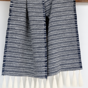 Grey Linen Table Runner with Tassels | Rustic Farmhouse Dining Table Decor | 35cm x 200cm