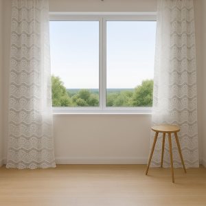Curtain FULL LENGTH White Lace Curtains Elegant Sheer Lace Window Curtains